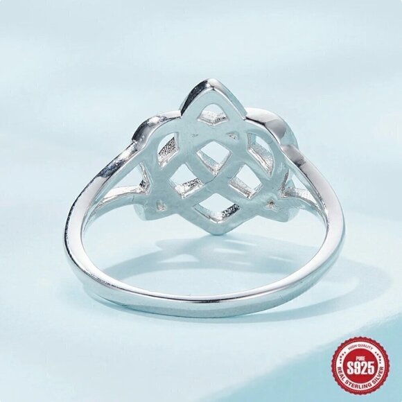 NWT S925 Sterling Silver Stamped Celtic Love Heart Knot Ring Sz.7 - Picture 7 of 12